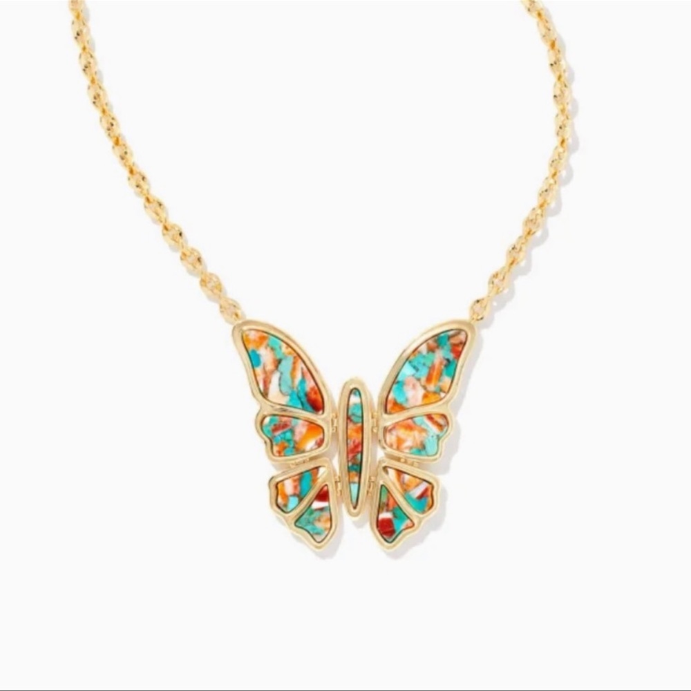 Kendra Scott Ember necklace in Gold (bronze veined turquoise and oyster red)